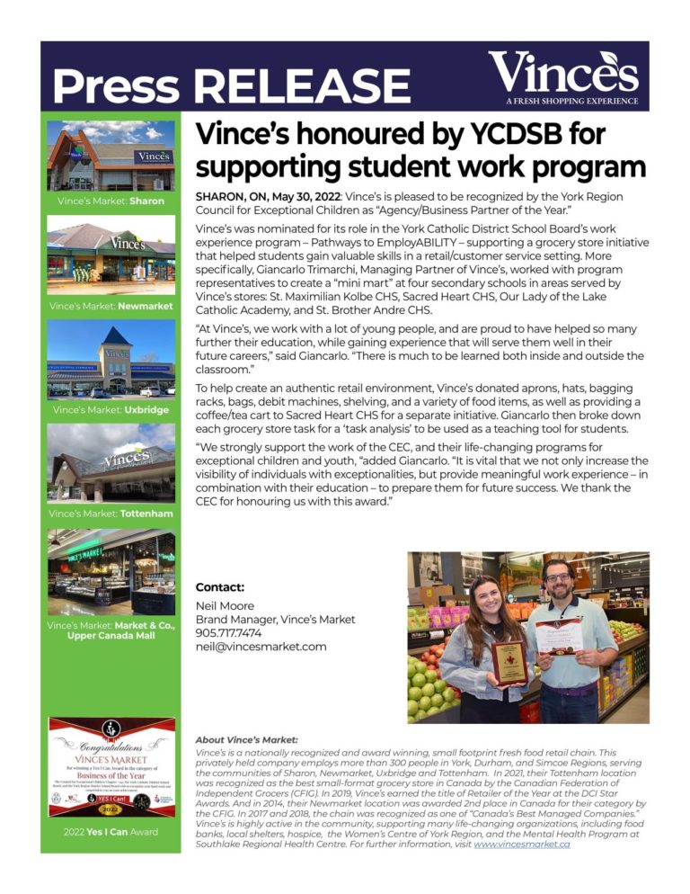 PRESS RELEASE_Vinces honoured with Yes I Can award