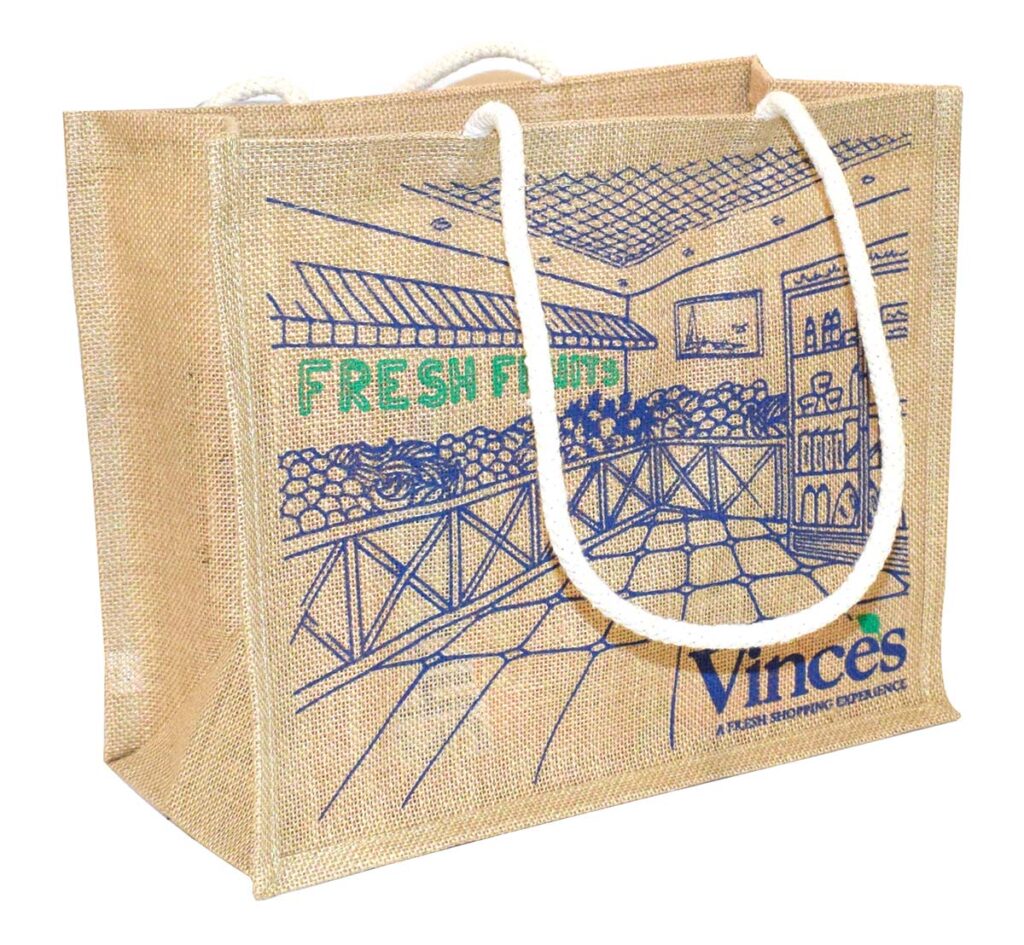 New Vince's Market Reusable Jute Bag