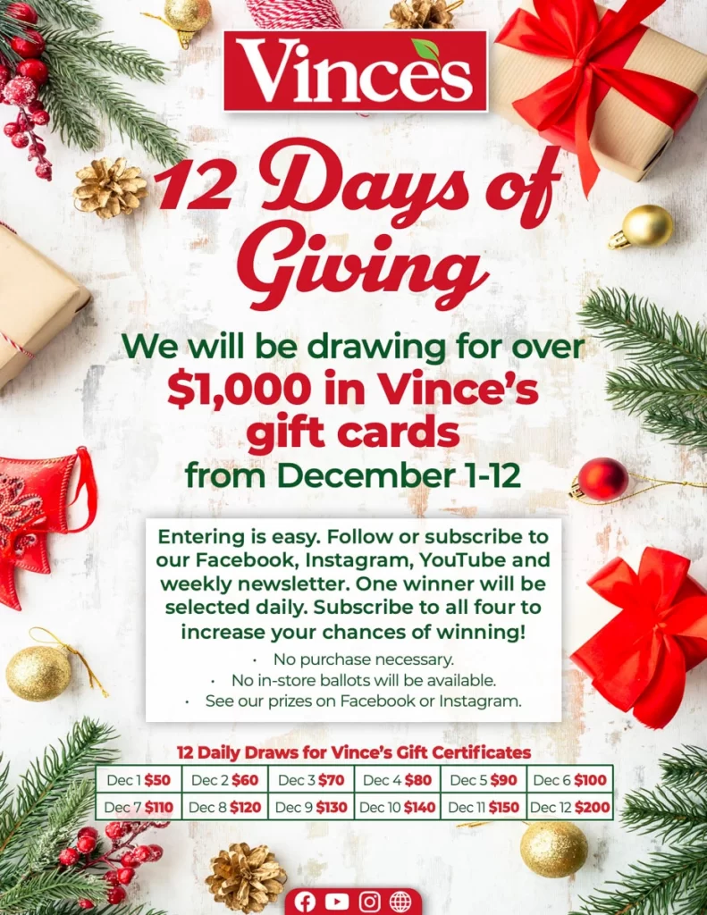 Vince's 2023 12 Days of Giving Announcement