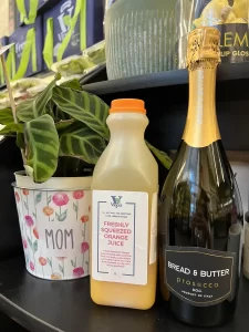 Bread and Butter Prosecco with Vince's Own Orange Juice. All you need for the perfect Mother's Day "Mom"osa