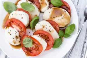 Caprese Salad made with delicious, fresh cheese