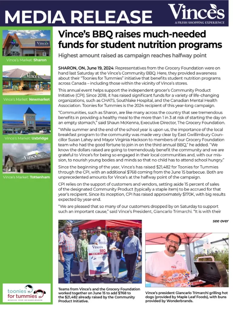 Vince’s BBQ raises much-needed funds for student nutrition programs